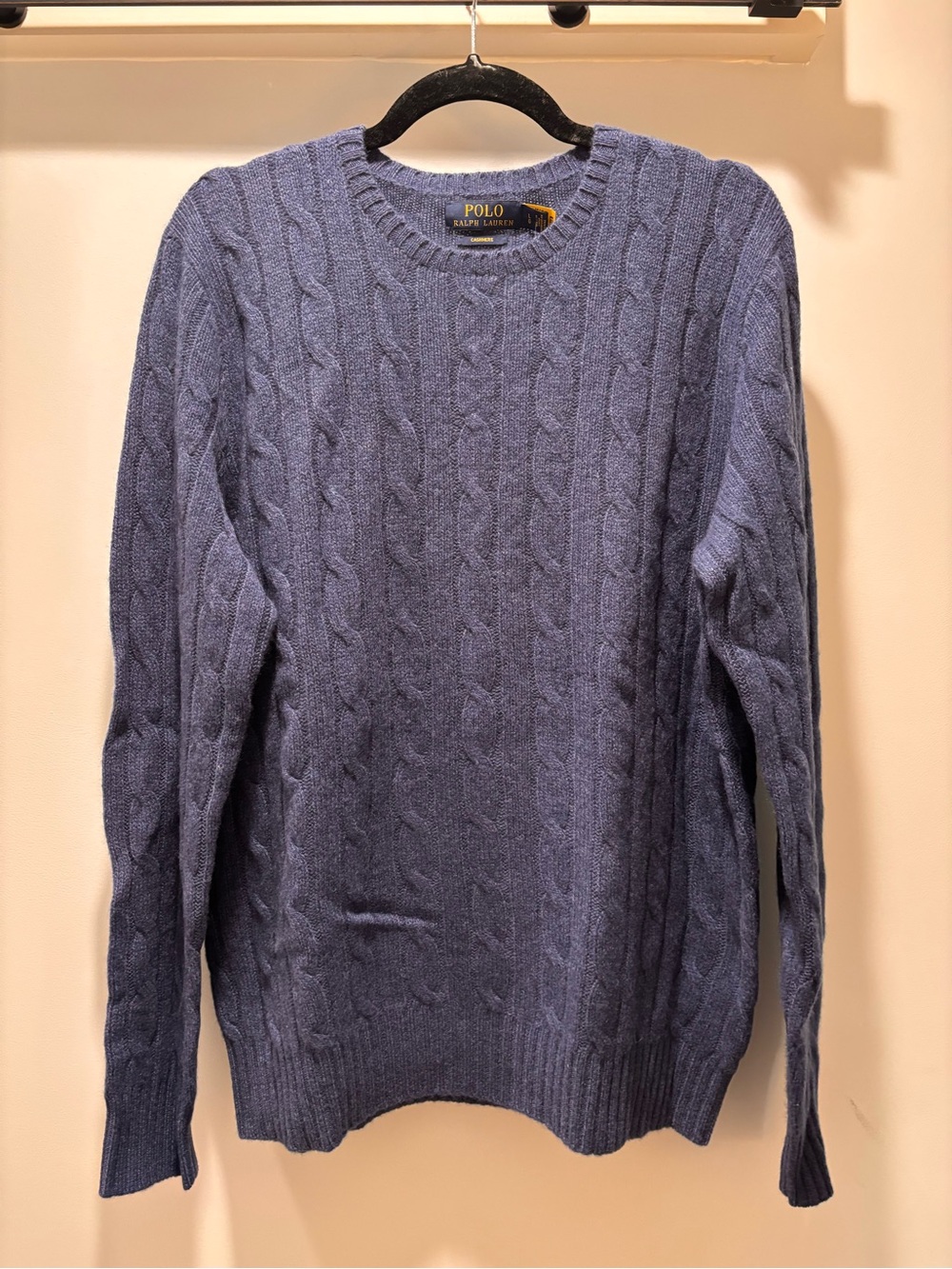 Polo by Ralph Lauren Men's Cashmere Cable Crewneck Sweater - Blue
